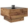 Image de vidaXL Table Basse Bois Ancien 50 x 50 x 30 cm Bois d'ingénierie, Table Basse Tendance, Design carré Rustique, Accents en Bois et Verre pour Salon, pièce Centrale Fonctionnelle