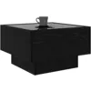 Image de vidaXL Table Basse Chêne Noir 50 x 50 x 30 cm Bois d'ingénierie, Table Basse Tendance, Design carré Rustique, Accents en Bois et Verre pour Salon, pièce Centrale Fonctionnelle