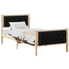 Image de vidaXL Cadre de lit avec tête de lit Noir 90 x 190 cm Pin Massif, Lit Minimaliste, Cadre rectangulaire, Meuble Moderne, tête en Tissu, esth 3tique épurée, Confort de Chambre