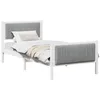 Image de vidaXL Cadre de lit Blanc et Gris Clair 90 x 190 cm Bois Massif en pin, Cadre de lit Plateforme Moderne, en Bois, Robuste, Gain de Place, idéal pour Chambre, pièce Fonctionnelle