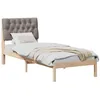 Image de vidaXL Cadre de lit avec tête de lit rembourrée Marron 75 x 190 cm, Lit en Bois Rectangle Chic, Design Moderne et Minimaliste, Confort pour la Chambre, Meuble Fonctionnel d'intérieur