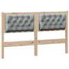 Image de vidaXL Tête de lit Marron et Gris Clair 150 cm Bois Massif en pin, Têtière rectangulaire en Bois Massif, Tissu Respirant, décor Gris Clair, Accessoires Modernes pour Chambre éthique