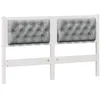 Image de vidaXL Tête de lit Autre Blanc et Gris Clair 150 cm Bois Massif en pin, Têtière rectangulaire en Bois Massif, Tissu Respirant, décor Gris Clair, Accessoires Modernes pour Chambre éthique