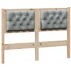 Image de vidaXL Tête de lit Marron et Gris Clair 135 cm Bois Massif en pin, Têtière rectangulaire en Bois Massif, Tissu Respirant, décor Gris Clair, Accessoires Modernes pour Chambre éthique