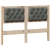 Image de vidaXL Tête de lit Marron et Gris foncé 135 cm Bois Massif en pin, Têtière rectangulaire en Bois Massif, Tissu Respirant, décor Gris Clair, Accessoires Modernes pour Chambre éthique