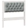 Image de vidaXL Tête de lit Autre Blanc et Gris Clair 80 cm Bois Massif en pin, Têtière rectangulaire en Bois Massif, Tissu Respirant, décor Gris Clair, Accessoires Modernes pour Chambre éthique