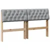 Image de vidaXL Tête de lit capitonnée Gris Clair 140 cm Pin Massif, Tête de lit Moderne rectangulaire, rembourrée en Tissu, Meuble Durable pour la Chambre, Style esthétique à la Maison