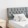 Image de vidaXL Tête de lit capitonnée Gris clair 140 cm Pin massif