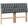 Image de vidaXL Tête de lit capitonnée Gris foncé 140 cm Pin Massif, Chambre Tendance, tête de lit Moderne rembourrée, Accessoires Robustes, Design Minimaliste en pin