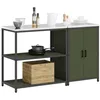 Image de vidaXL Ensemble de Rangement Cuisine avec étagère 2 pcs Vert Olive, Solution de Rangement Moderne, Armoire en Acier rectangulaire, système Pratique d'étagères pour la Maison