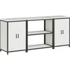 Image de vidaXL Ensemble de Rangement Cuisine 3 pcs Blanc Acier laminé à Froid, Solution de Rangement Moderne, Meuble de Cuisine Industriel, Cabinet en Acier rectangulaire, unité d'organisation