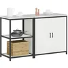 Image de vidaXL Ensemble de Rangement Cuisine 2 pcs Blanc Acier laminé à Froid, Armoire Rangement Rectangulaire Moderne, en Acier pour Cuisine, Design Pratique, Gain de Place