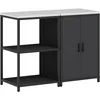 Image de vidaXL Ensemble de Rangement Cuisine 2 pcs Noir Acier laminé à Froid, Solution de Rangement Moderne, Armoire en Acier rectangulaire, système Pratique d'étagères pour la Maison