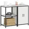 Image de vidaXL Ensemble de Rangement Cuisine 2 pcs Blanc Acier laminé à Froid, Solution de Rangement Chic, Rectangle, Moderne, unité de Placard Pratique, système étagère Efficace, Organisation