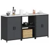 Image de vidaXL Ensemble de Rangement Cuisine avec étagère 3 pcs Anthracite, Meuble de Rangement Moderne, étagère en Acier, Style Industriel pour Votre Cuisine, Organisation intérieure