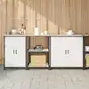 Image de vidaXL Ensemble de rangement cuisine 3 pcs Blanc Acier laminé à froid