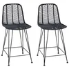 Image de vidaXL Chaise de Bar 2 pcs Noir 44,5 x 54,5 x 97,5 cm Rotin et métal, Tabouret de Bar Moderne pour Salon, Chaise Haute avec Cadre en Fer, Assise élégante en rotin