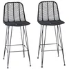 Image de vidaXL Chaise de Bar 2 pcs Noir 44,5 x 53 x 111 cm Rotin et métal, Tabouret de Bar Moderne pour Salon, Chaise Haute avec Cadre en Fer, Assise élégante en rotin