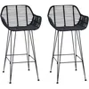 Image de vidaXL Chaise de Bar 2 pcs Noir 55 x 52 x 92 cm Rotin et métal, Salon, Moderne, Mobilier Durable et Fonctionnel pour Un Espace Stylé, Assises Confortables, et Solutions Décoratives Pratiques