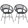 Image de vidaXL Chaise de Salle à Manger 2 pcs Noir 49 x 51 x 81 cm, Chaise de Salle à Manger Moderne, Assise en rotin stylée pour Le Salon et la Cuisine, mobilier élégant et Durable