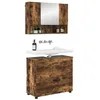 Image de vidaXL Ensemble de mobilier de Salle de Bain 2 pc Chêne fumé, Ensemble de Rangement Moderne pour Salle de Bain, Design rectangulaire, Grand Espace, Cabinet lavabo en Bois