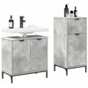 Image de vidaXL Ensemble de mobilier de Salle de Bain Plaid 2 pcs Gris béton,