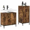 Image de vidaXL Ensemble de mobilier de Salle de Bain Plaid 2 pcs Chêne fumé,
