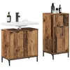 Image de vidaXL Ensemble de mobilier de Salle de Bain Plaid 2 pcs Bois Ancien,