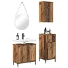 Image de vidaXL Ensemble de mobilier de Salle de Bain Plaid 3 pcs Bois Ancien,