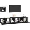 Image de vidaXL Ensemble Meuble TV 4 pcs Chêne Noir Bois d'ingénierie, Meuble TV Moderne, rectangulaire, Gain de Place, Rangement élégant Mural pour Votre déco de Maison