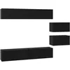 Image de vidaXL Ensemble Meuble TV 6 pcs Chêne Noir Bois d'ingénierie, Salon, Meuble Moderne, Meuble TV rectangulaire, unité de Divertissement, Console multimédia, étagères murales