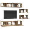 Image de vidaXL Ensemble Meuble TV 6 pcs Chêne Artisanal Bois d'ingénierie, Salon, Meuble Moderne, Meuble TV rectangulaire, unité de Divertissement, Console multimédia, étagères murales