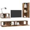 Image de vidaXL Meuble TV Mural 4 pcs Bois Ancien Bois d'ingénierie, Rangement Salon, Meuble Mur Moderne, Étagère Rectangulaire, Unité Multifonction, Meuble Média Pratique
