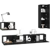 Image de vidaXL Meuble TV Mural 4 pcs Chêne Noir Bois d'ingénierie, Rangement Salon, Meuble Mur Moderne, Étagère Rectangulaire, Unité Multifonction, Meuble Média Pratique