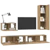 Image de vidaXL Meuble TV Mural 4 pcs Chêne Artisanal Bois d'ingénierie, Rangement Salon, Meuble Mur Moderne, Étagère Rectangulaire, Unité Multifonction, Meuble Média Pratique