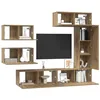Image de vidaXL Ensemble Meuble TV 6 pcs Chêne Artisanal Bois d'ingénierie, Meuble Moderne pour Salon, Support TV rectangulaire, Centre divertissant, Cabinet Mural Hyper Pratique