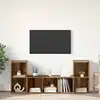 Image de vidaXL Ensemble meuble TV Montage mural 3 pcs Marron Bois d'ingénierie