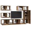 Image de vidaXL Ensemble Meuble TV 6 pcs Bois Ancien Bois d'ingénierie, Meuble Moderne pour Salon, Support TV rectangulaire, Centre divertissant, Cabinet Mural Hyper Pratique