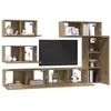Image de vidaXL Ensemble Meuble TV 6 pcs Chêne Artisanal Bois d'ingénierie, Meuble Moderne pour Salon, Support TV rectangulaire, Centre divertissant, Cabinet Mural Hyper Pratique
