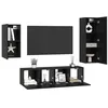Image de vidaXL Ensemble Meuble TV 4 pcs Chêne Noir Bois d'ingénierie, Organisateur de Salon Moderne, Meuble TV Mural Pratique avec Rangement, Console stylée pour Gagner de l'espace