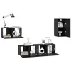 Image de vidaXL Ensemble Meuble TV avec tiroir Chêne Noir Bois d'ingénierie, Meuble TV Moderne, élégant et rectangulaire, déco Minimaliste, canapé Sympa, Rangement Efficace