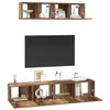 Image de vidaXL Ensemble Meuble TV 4 pcs Bois Ancien Bois d'ingénierie, Meuble TV pour Salon, Console Moderne, étagères rectangulaires, Rangement Mural stylé, Gain de Place