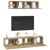 Image de vidaXL Ensemble Meuble TV 4 pcs Chêne Artisanal Bois d'ingénierie, Meuble TV pour Salon, Console Moderne, étagères rectangulaires, Rangement Mural stylé, Gain de Place