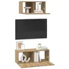 Image de vidaXL Ensemble Meuble TV 2 pcs Chêne Artisanal Bois d'ingénierie, Rangement Moderne pour Salon, Cabinet Mural rectangulaire, Installation média contemporaine, Support TV