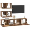 Image de vidaXL Ensemble meuble TV 4 pcs Bois Ancien Bois d'ingénierie, Meuble TV rectangulaire, unité murale moderne, rangement salon, solution média compacte