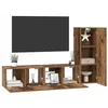 Image de vidaXL Ensemble Meuble TV 3 pcs Bois Ancien Bois d'ingénierie, Meuble Contemporain pour Le Salon, Ensemble de Rangement rectangulaire, Espace Divertissement Mural avec étagères Ouvertes