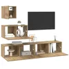 Image de vidaXL Ensemble Meuble TV 4 pcs Chêne Artisanal Bois d'ingénierie, Rangement Salon, Meuble Moderne Mural, Centre de Divertissement stylé, Gain de Place, Design Compact