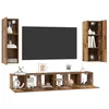 Image de vidaXL Ensemble Meuble TV 5 pcs Bois Ancien Bois d'ingénierie, Meuble Mural rectangulaire Moderne, Gain de Place, unité Flottante pour médias, Solution contemporaine