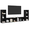 Image de vidaXL Ensemble Meuble TV 4 pcs Chêne Noir 37 x 35 x 107,5 cm, Salon, unité TV modulable, Meuble Gain de Place, Cabinet Mural, Rangement Moderne, étagère Ajustable