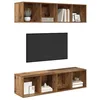Image de vidaXL Ensemble Meuble TV 2 pcs Bois Ancien 37 x 37 x 142,5 cm, Meuble TV rectangulaire Moderne, étagère Murale, Organisateur Pratique, Meuble Polyvalent pour Salon